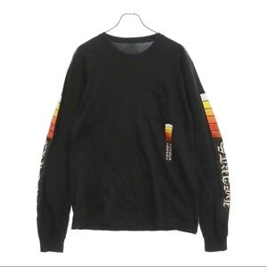 Chrome Hearts Black Long Sleeve with Colorful Sleeve Graphics gradient stripe